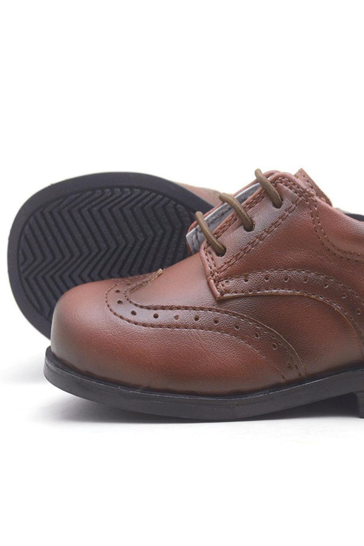 Rakerplus Titan Kahverengi Bağcıklı Klasik Erkek Bebek Ayakkabı 3060-TAB-B.22
