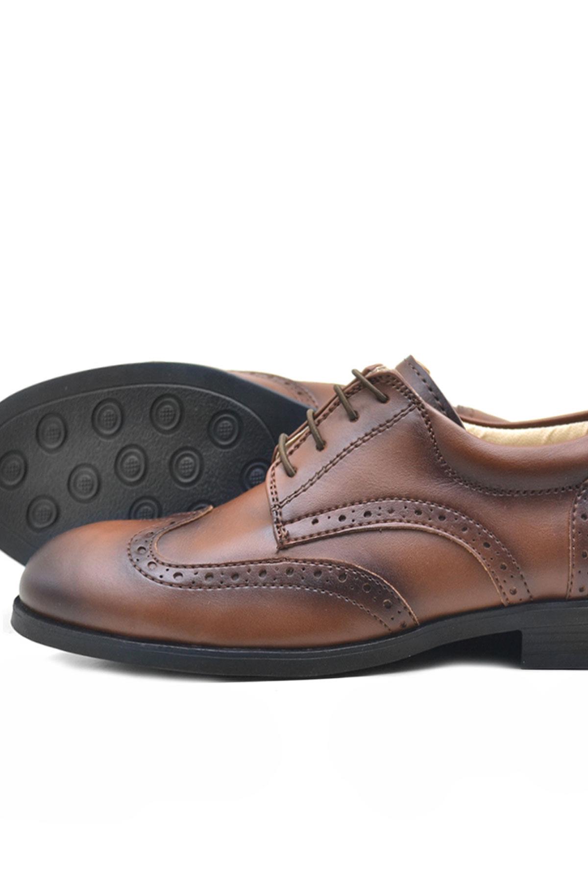 Rakerplus Titan Taba Bağcıklı Klasik Erkek Çocuk Abiye Ayakkabı 3060-TAB-B.36