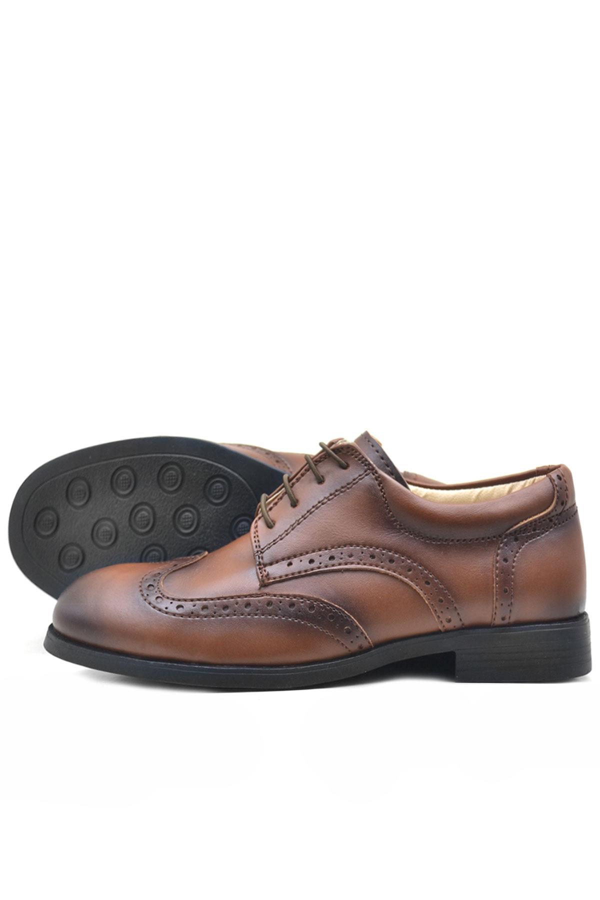 Rakerplus Titan Taba Bağcıklı Klasik Erkek Çocuk Abiye Ayakkabı 3060-TAB-B.36