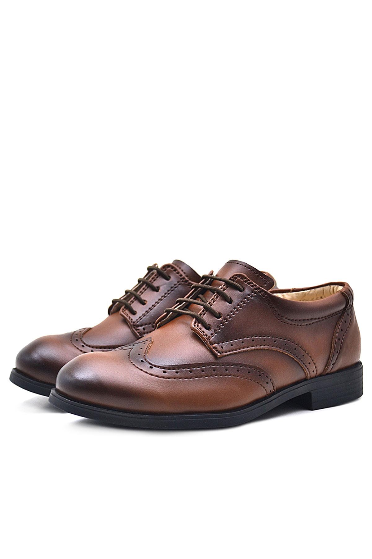 Rakerplus Titan Taba Bağcıklı Klasik Erkek Çocuk Abiye Ayakkabı 3060-TAB-B.26