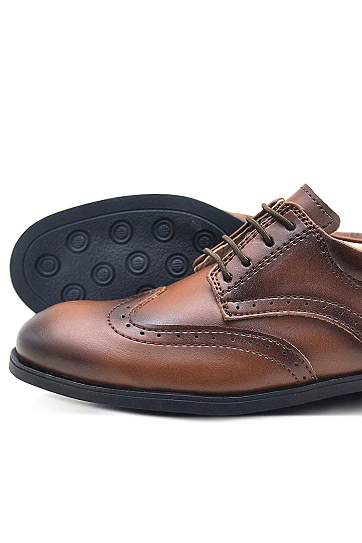 Rakerplus Titan Taba Bağcıklı Klasik Erkek Çocuk Abiye Ayakkabı 3060-TAB-B.26