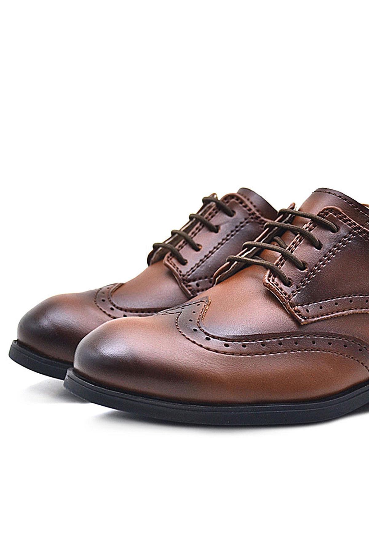 Rakerplus Titan Taba Bağcıklı Klasik Erkek Çocuk Abiye Ayakkabı 3060-TAB-B.26