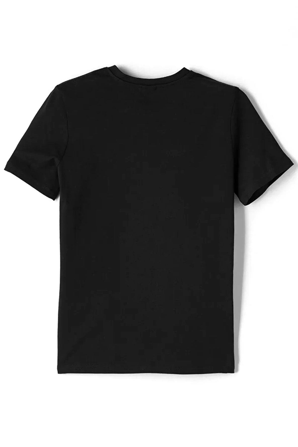 Rakerplus Siyah %100 Pamuk Unisex Kısa Kollu Çocuk Tişört