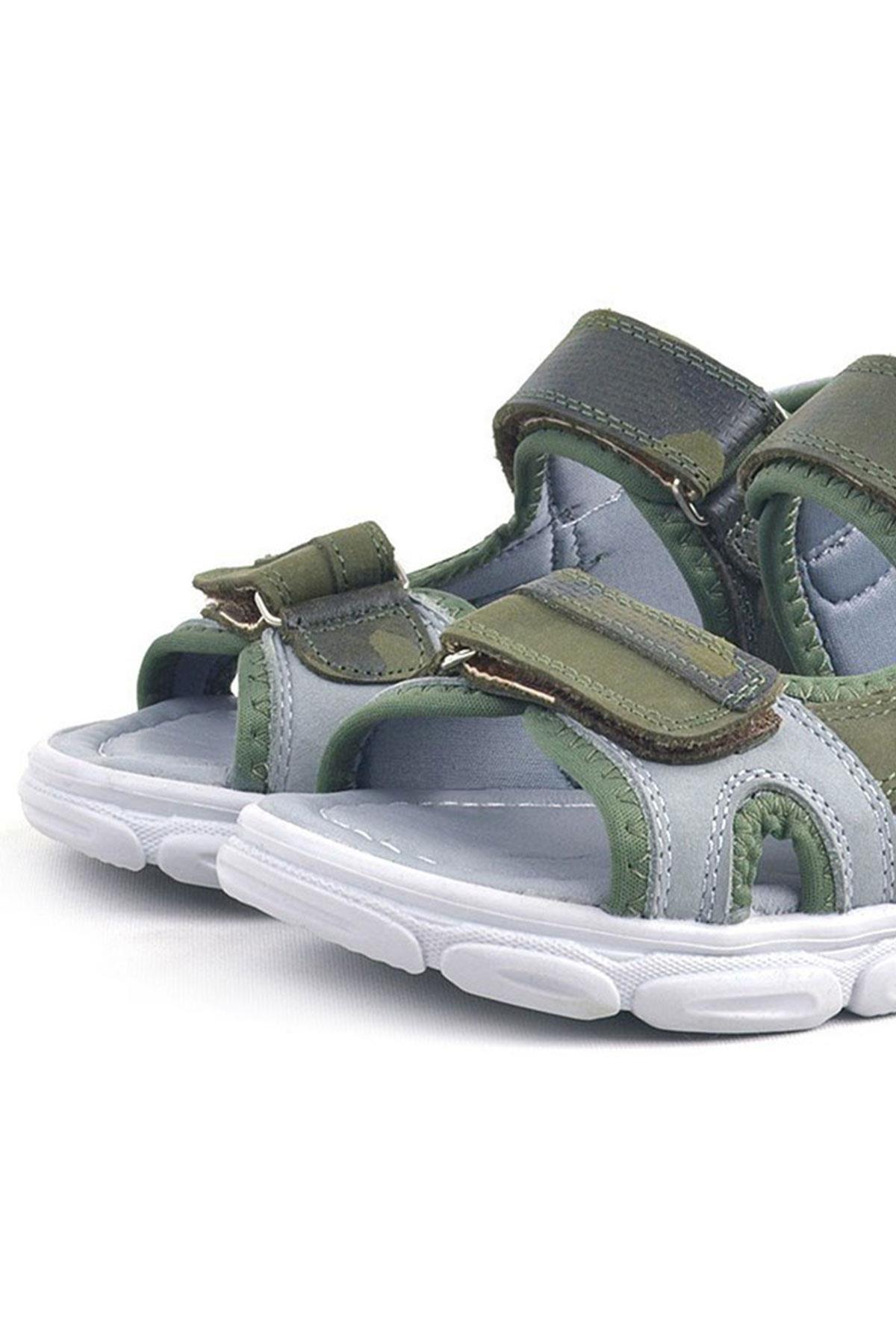 Rakerplus Wisps Genuine Leather Green Camouflage Sandals for Kids 10455-YGR.26