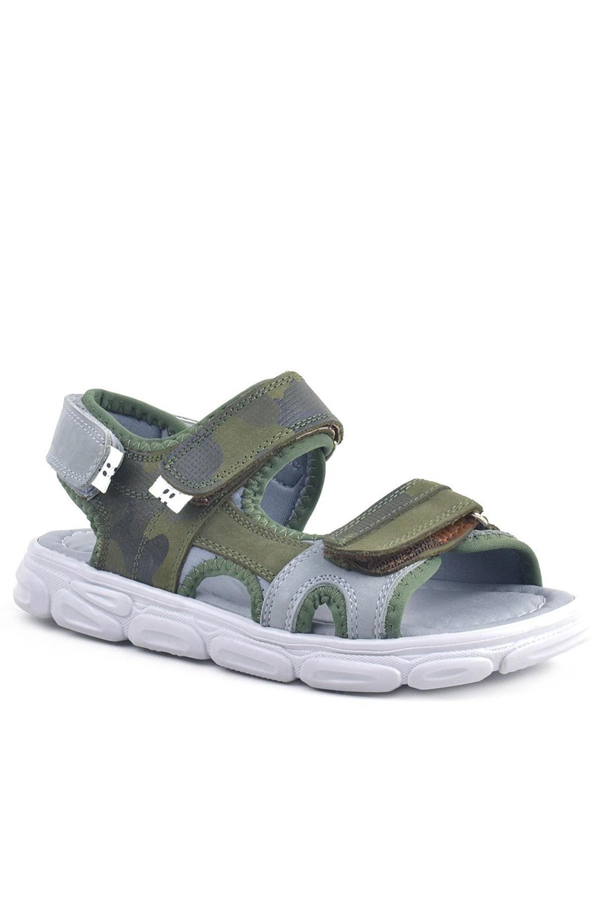 Rakerplus Wisps Genuine Leather Green Camouflage Sandals for Kids 10455-YGR.26