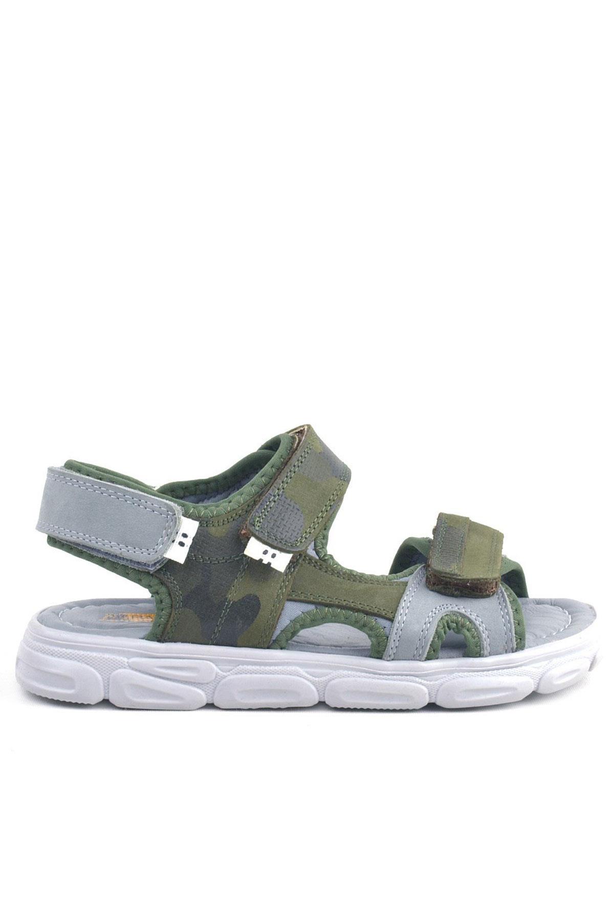 Rakerplus Wisps Genuine Leather Green Camouflage Sandals for Kids 10455-YGR.26