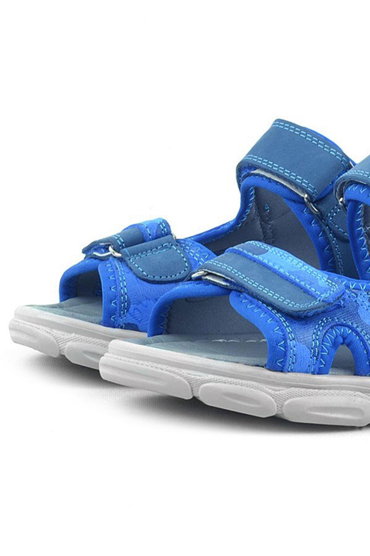 Rakerplus Wisps Hakiki Deri Mavi Kamuflaj Çocuk Sandalet 10455-MAK.26