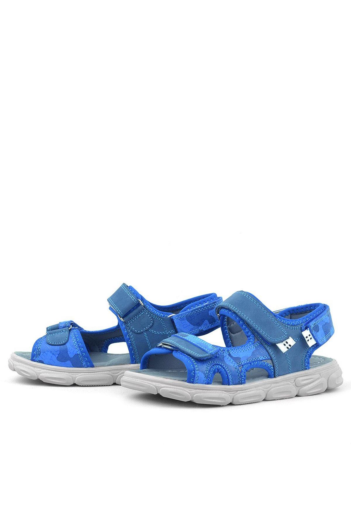 Rakerplus Wisps Hakiki Deri Mavi Kamuflaj Çocuk Sandalet 10455-MAK.26