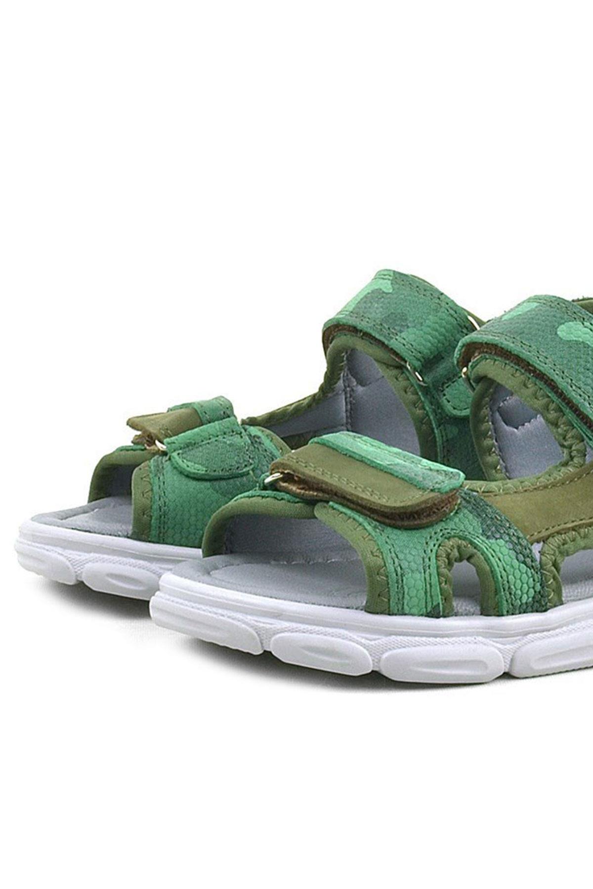 Rakerplus Wisps Genuine Leather Green Camouflage Kids Sandals 10455-YHK.26