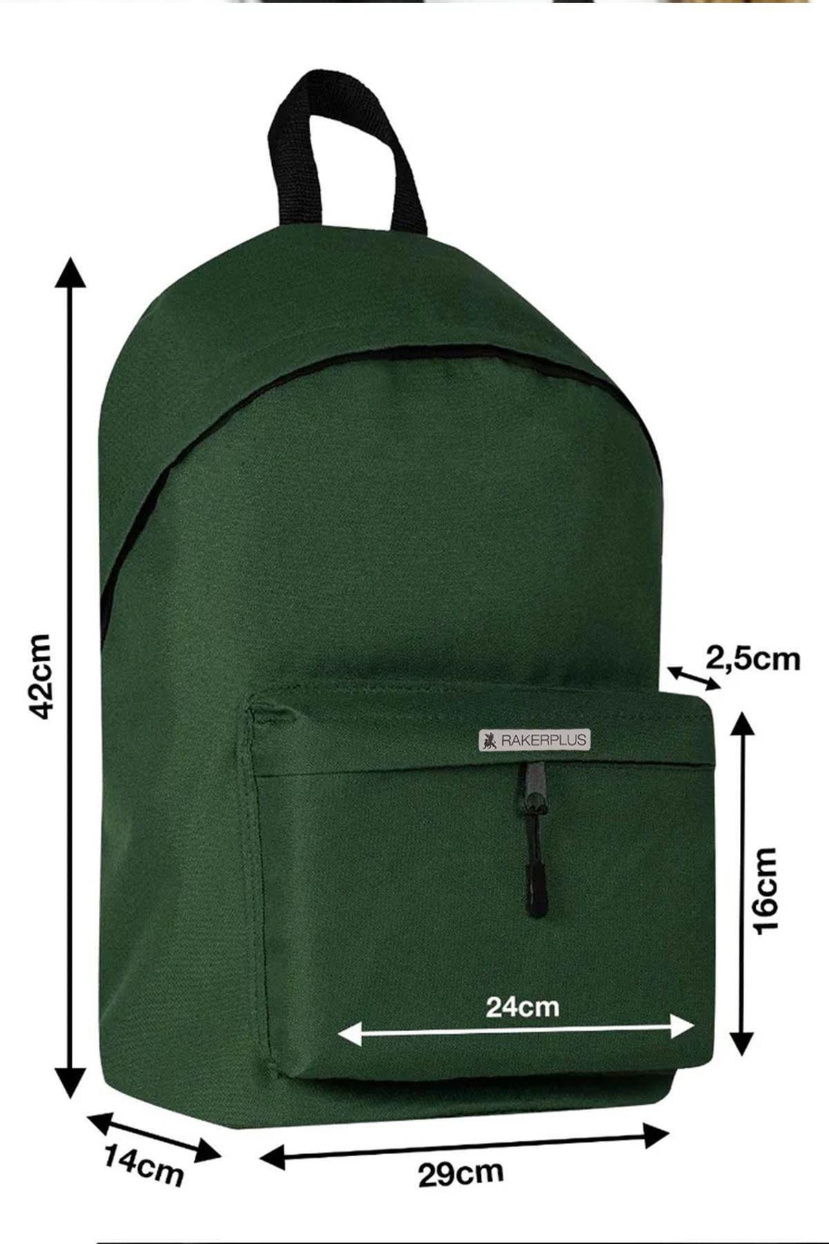 Rakerplus Yeşil 42x29x14 cm Unisex Klasik Sırt Okul Çantası RC-0002-Y