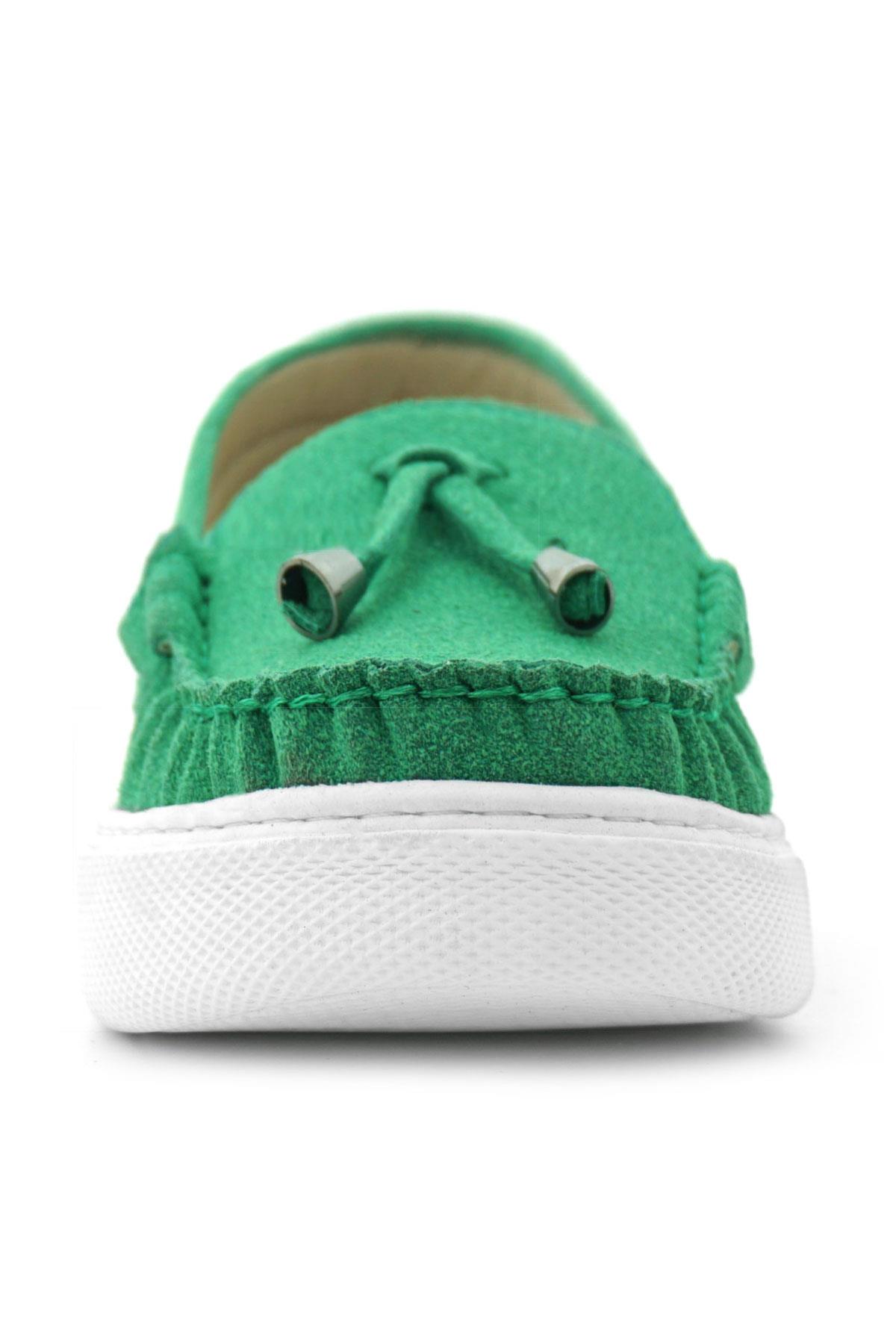 Rakerplus Yeşil Süet Ekstra Hafif Çocuk Makosen Ayakkabı 3403-Y.35