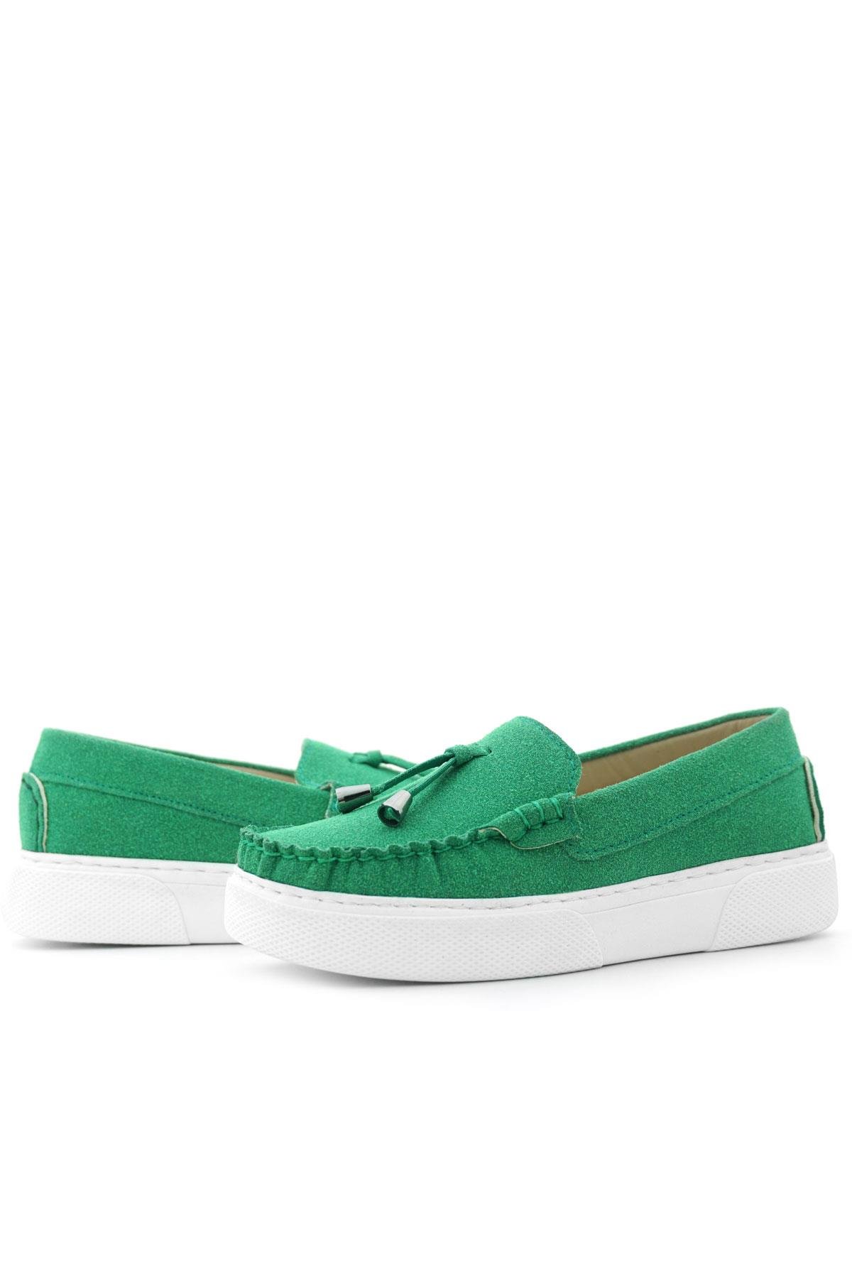 Rakerplus Yeşil Süet Ekstra Hafif Çocuk Makosen Ayakkabı 3403-Y.35