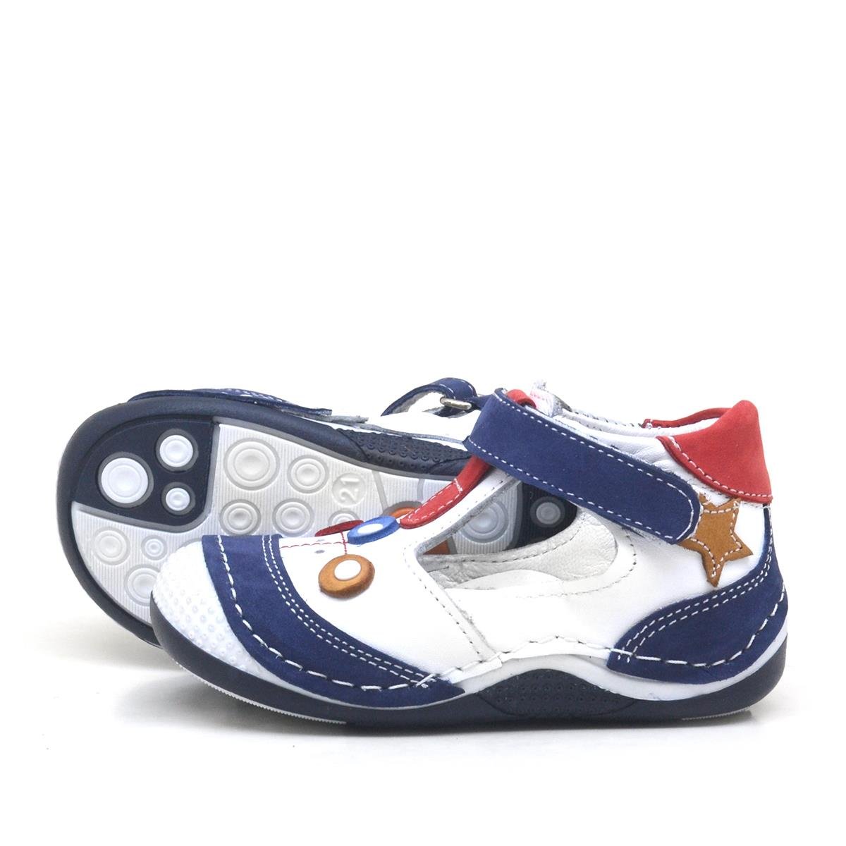 Lacivert Hakiki Deri Cırtlı Erkek Bebek Ayakkabı Patik