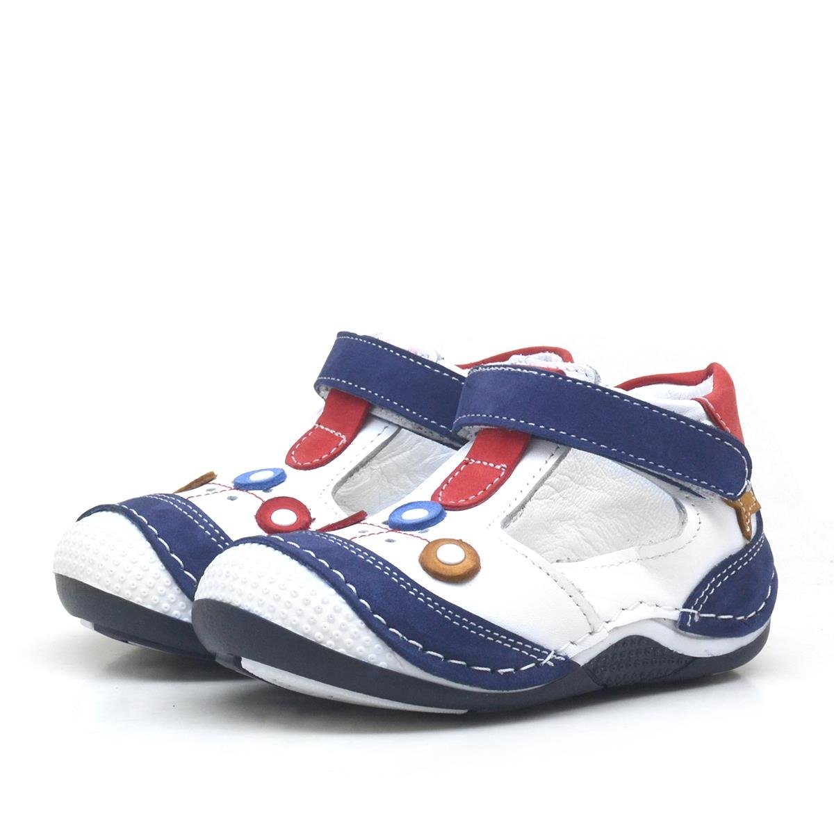 Lacivert Hakiki Deri Cırtlı Erkek Bebek Ayakkabı Patik