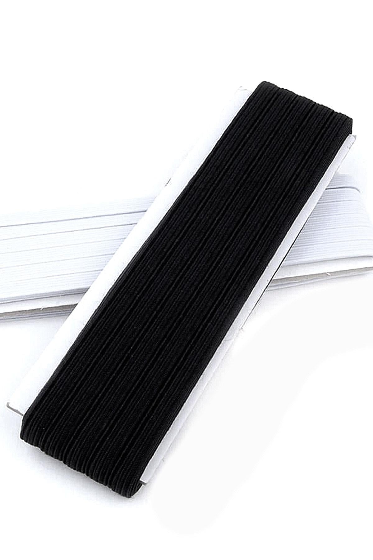 Siyah 6 mm 5 mt Dayanıklı Sert Yassı Elastik Şerit Lastik B-0104-S-6
