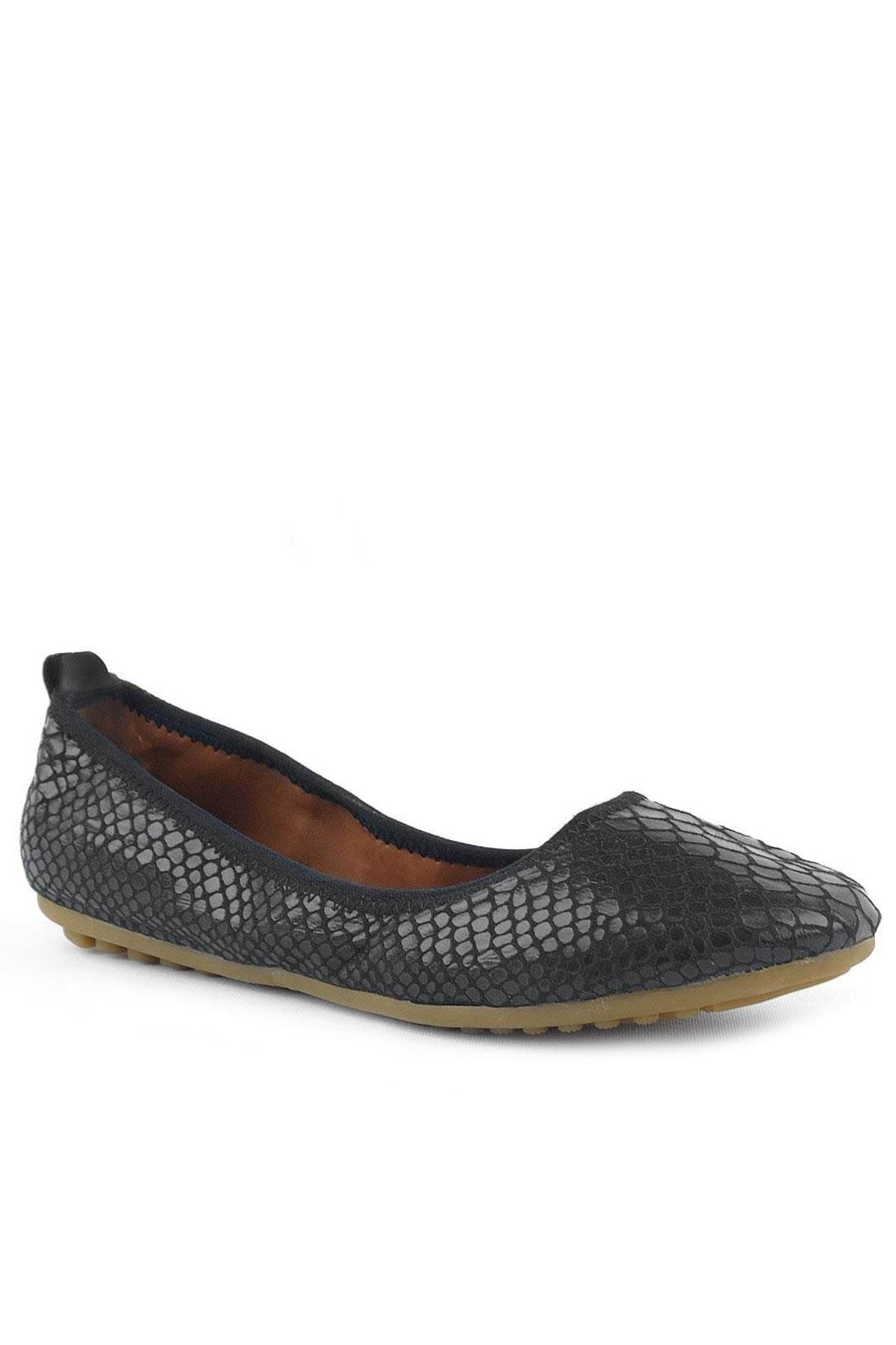 Black Patterned Women's Rollable Babettes Flat Shoes Flats KB01-YDS.35