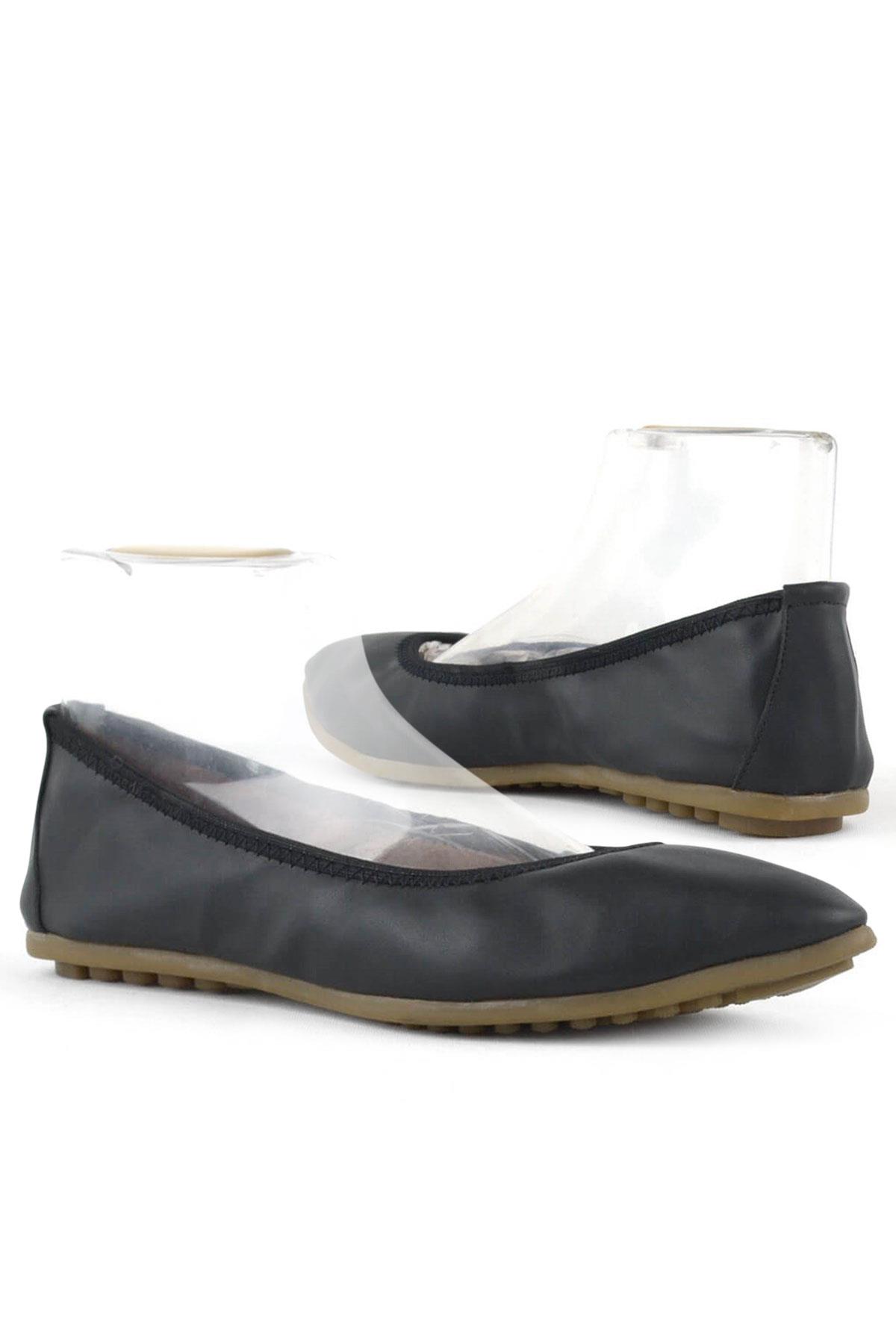 Siyah Sivri Burun Katlanabilir Kadın Babet KB04-SC.35