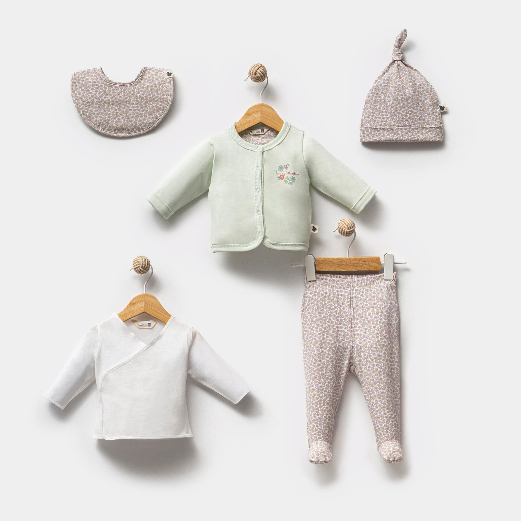 5'li Yenidoğan Seti / Fall Floral / Yeşil