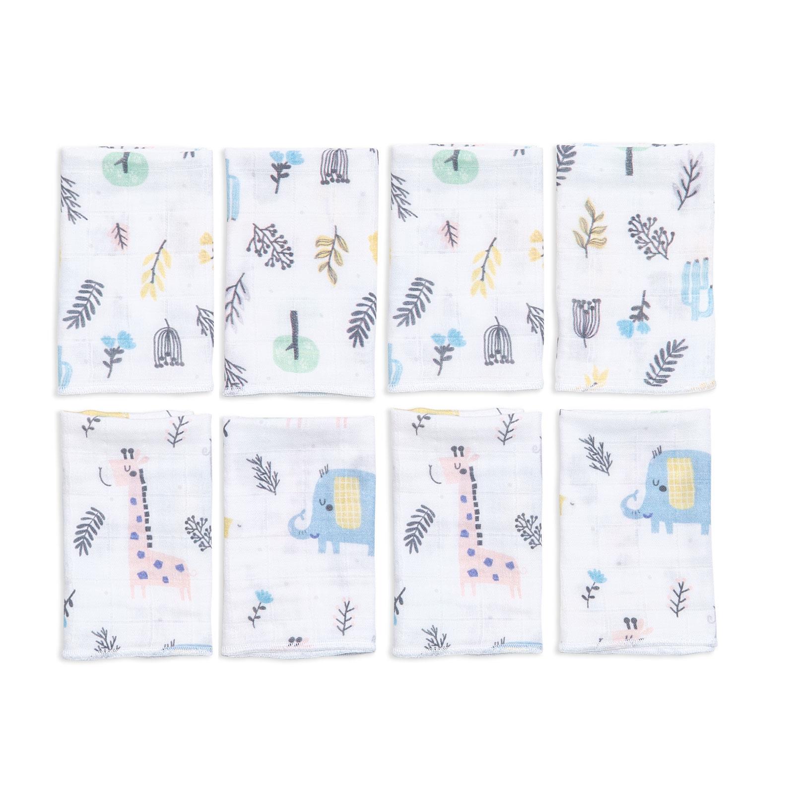 8'li Muslin Ağız Bezi - Safari - Yeşil - 30 x 30 Cm