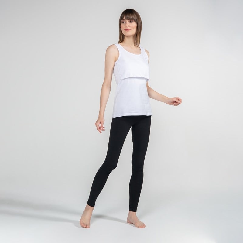 Basic Atlet Yaka - Emzirme T-Shirt - Beyaz