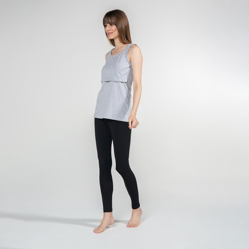 Basic Atlet Yaka - Emzirme T-Shirt - Gri