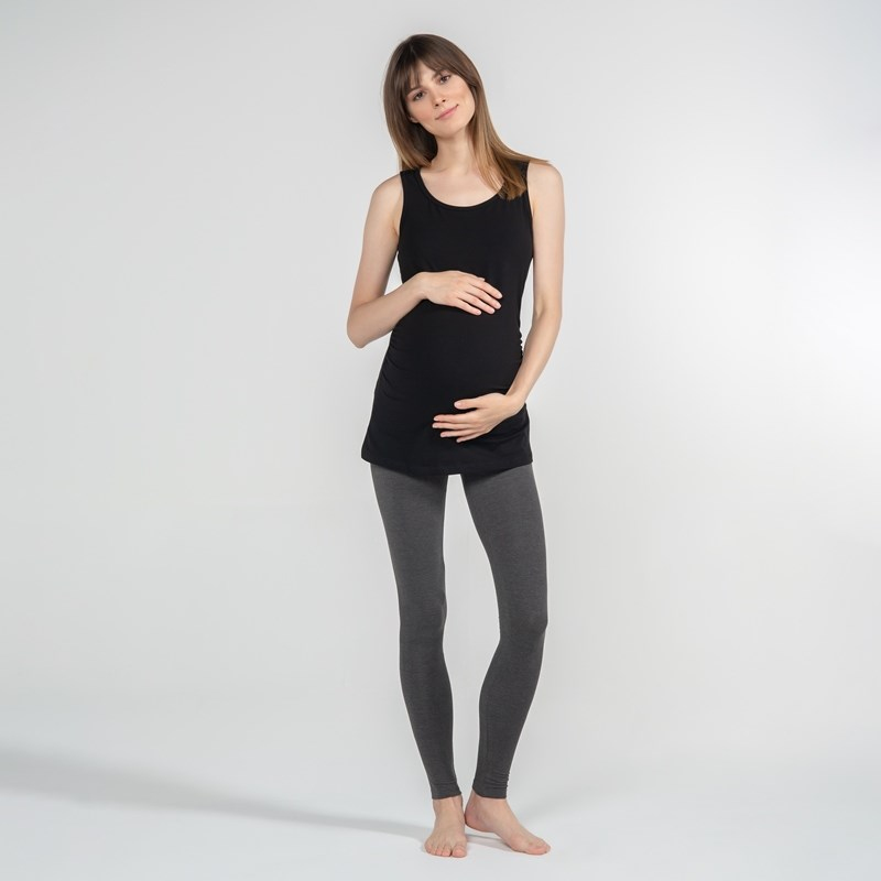 Basic Atlet Yaka - Hamile T-Shirt - Siyah 