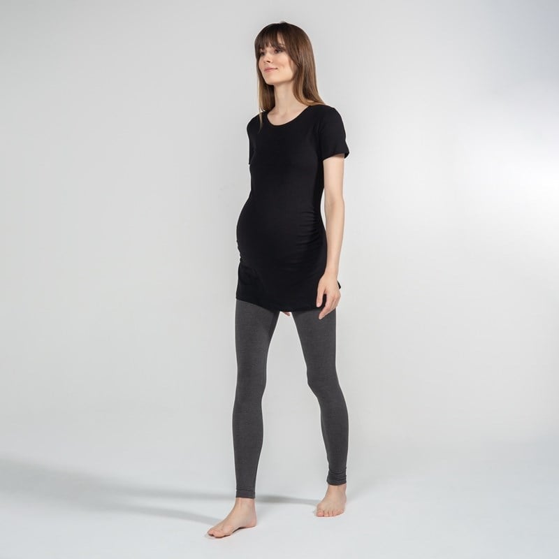 Basic Bisiklet Yaka - Hamile T-Shirt - Siyah 