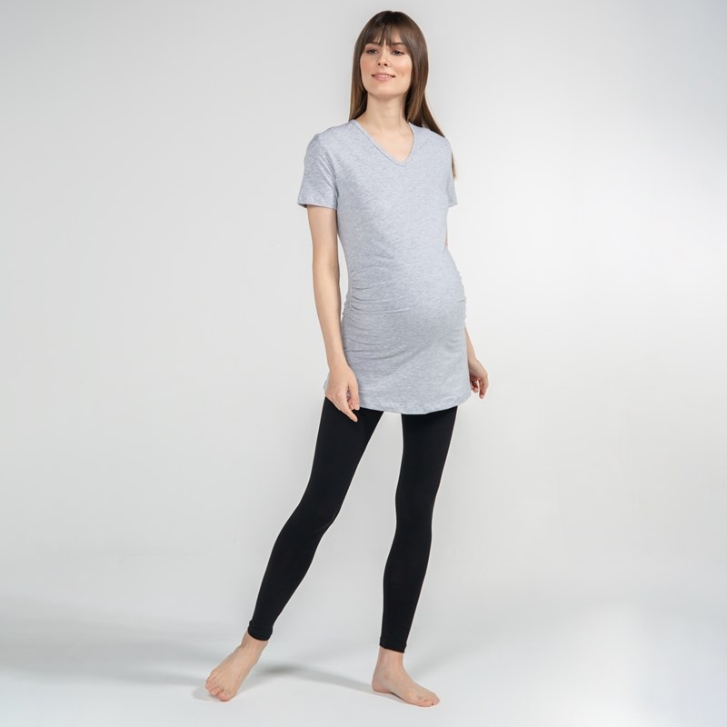 Basic V-Yaka - Hamile T-Shirt - Gri
