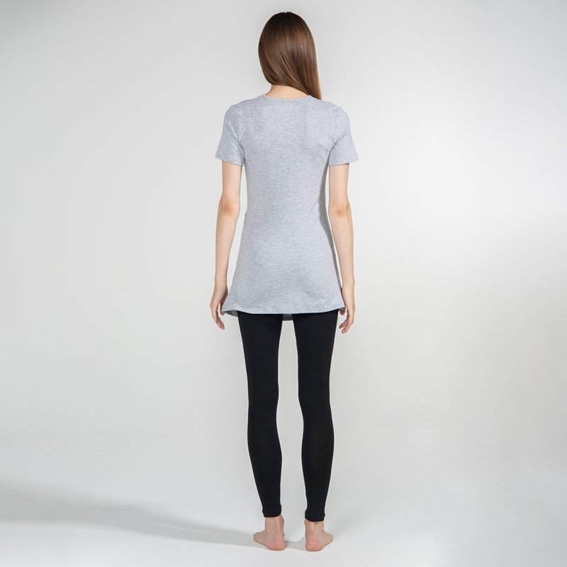 Basic V-Yaka - Hamile T-Shirt - Gri