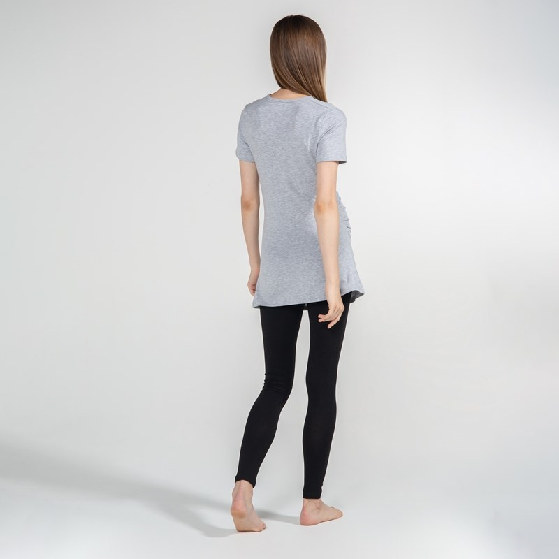 Basic V-Yaka - Hamile T-Shirt - Gri