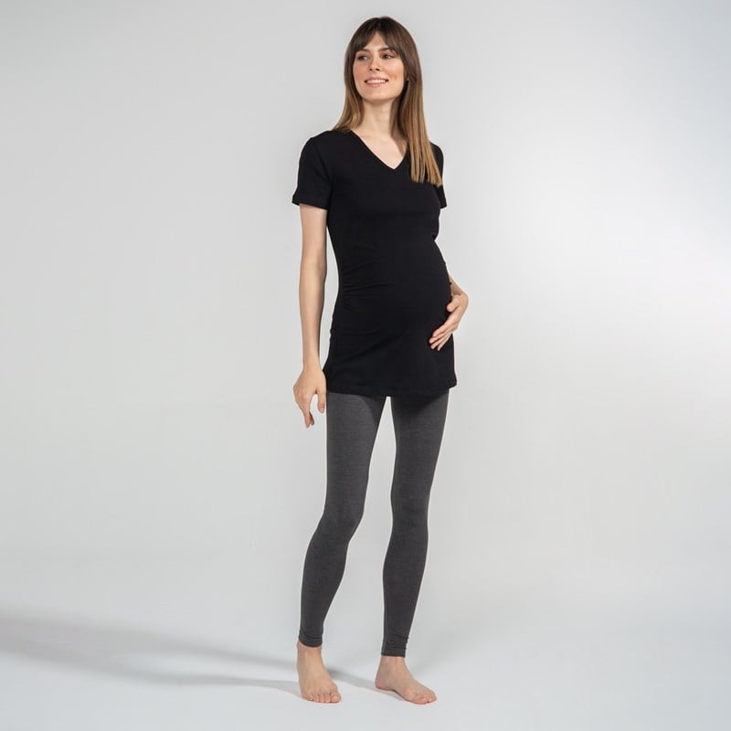 Basic V-Yaka - Hamile T-Shirt - Siyah 