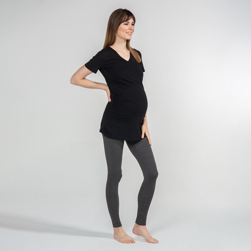 Basic V-Yaka - Hamile T-Shirt - Siyah 