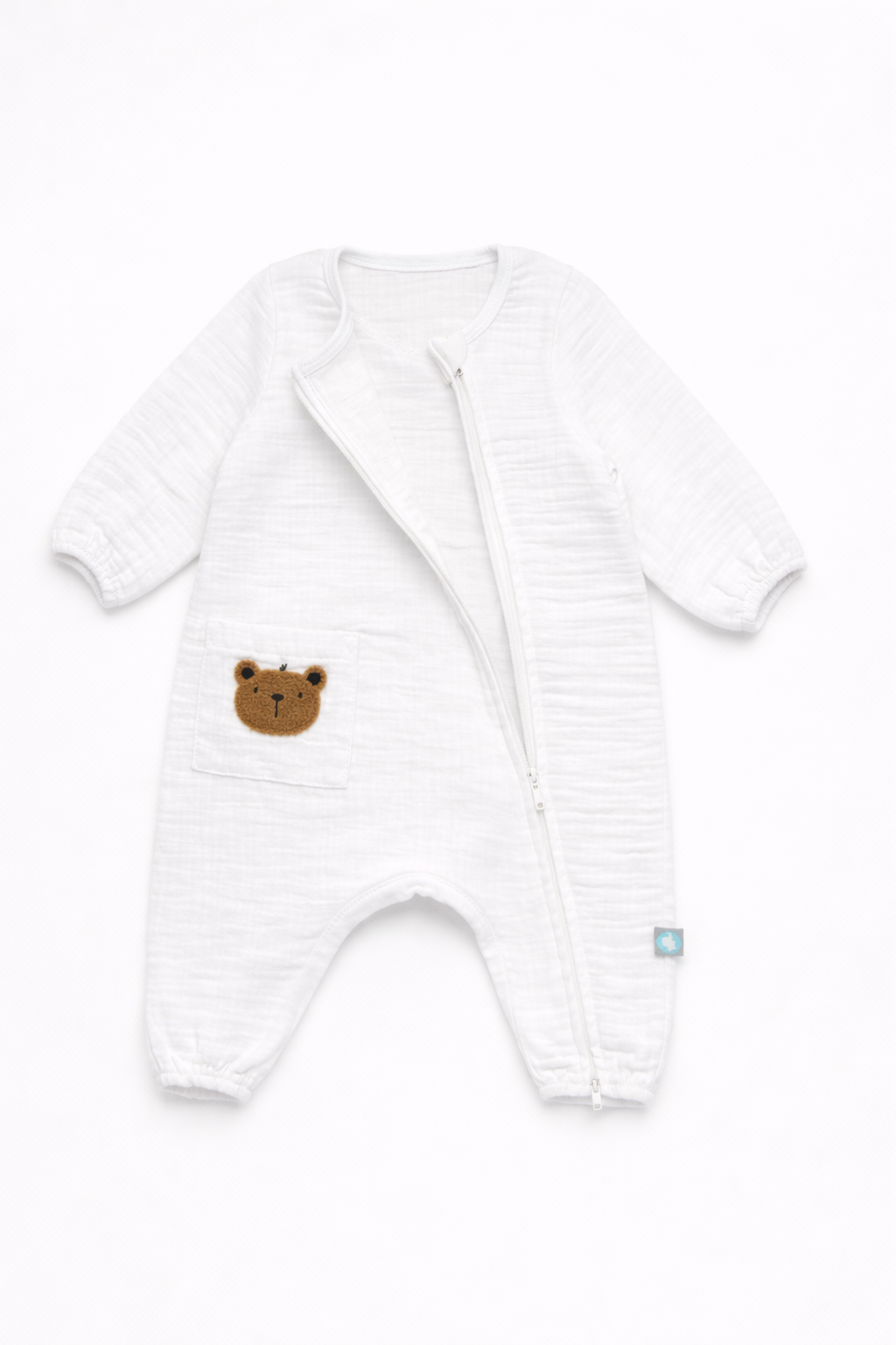 Bebek Tulum Seti Müslin 2'li Teddy Beyaz
