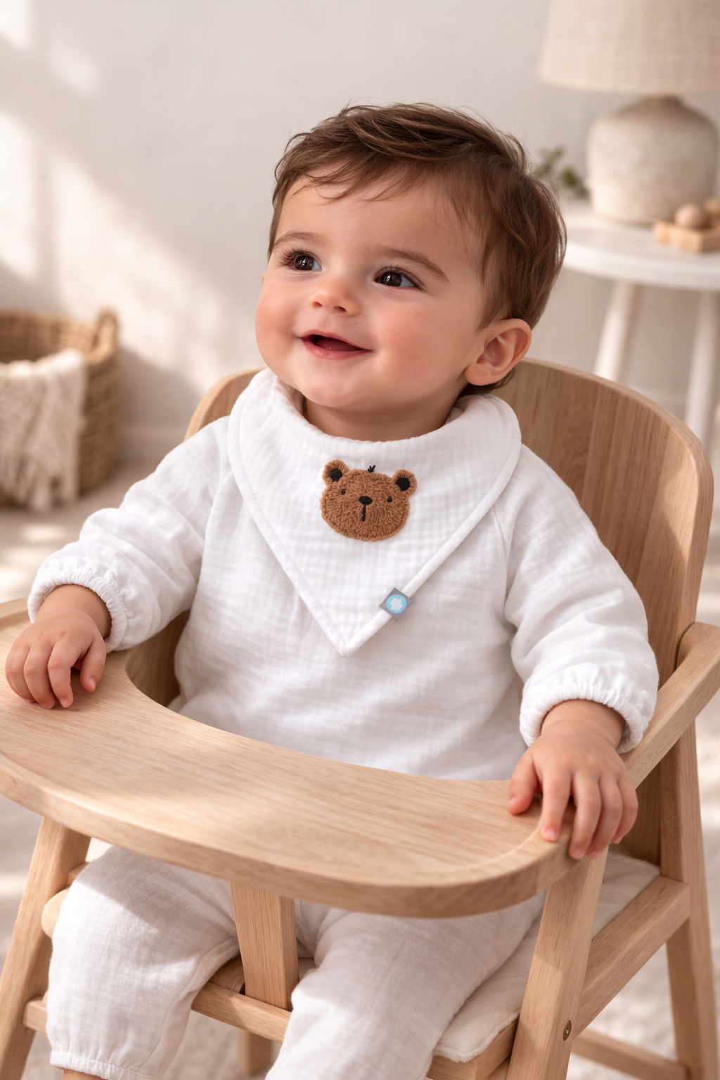 Bebek Tulum Seti Müslin 2'li Teddy Beyaz