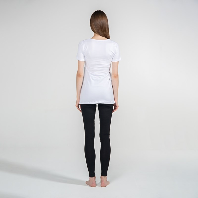 Basic Bisiklet Yaka - Emzirme T-Shirt - Beyaz