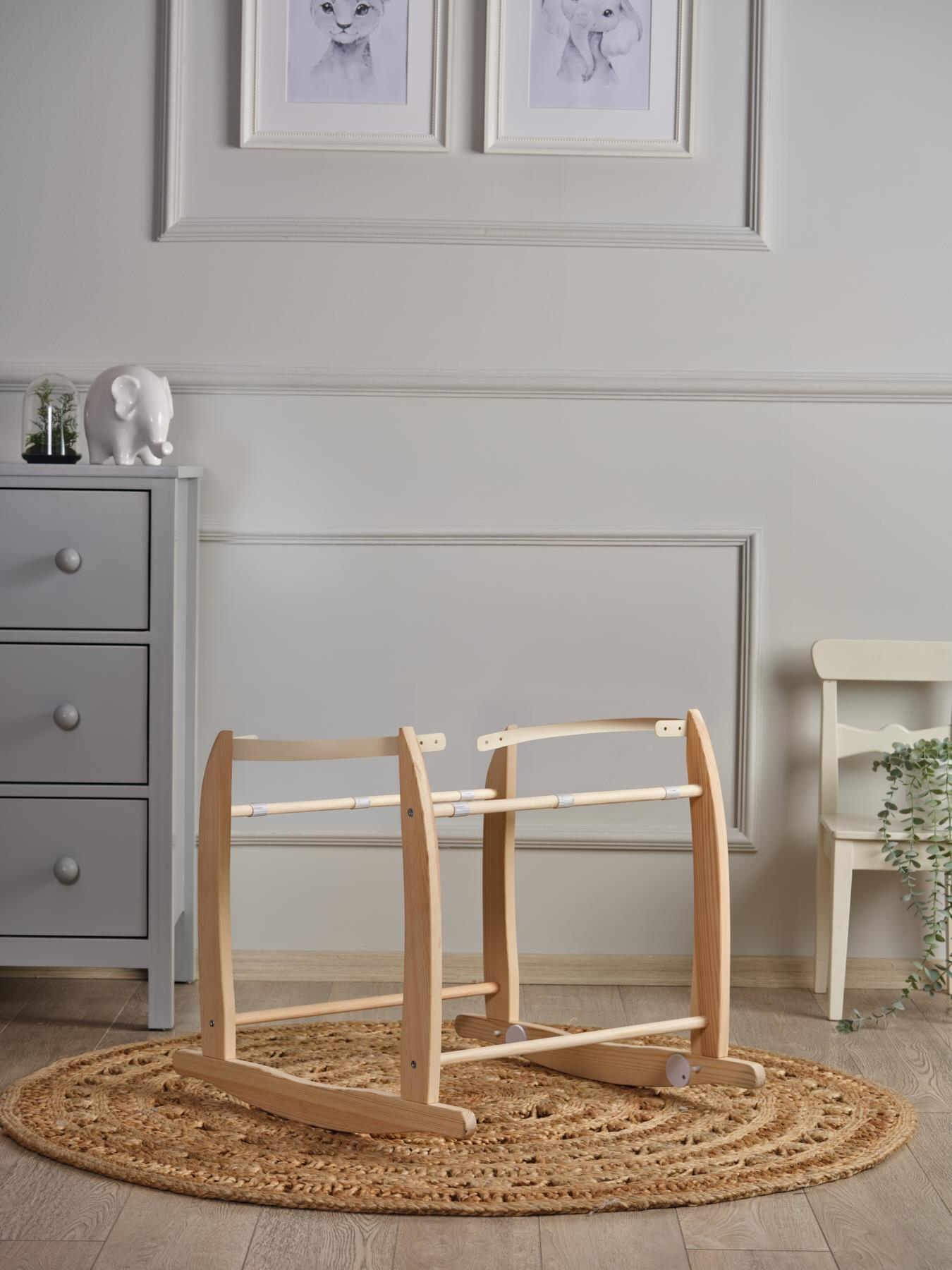 Hasır Sepet Ayak - Sallanır - Naturel - 53 Cm