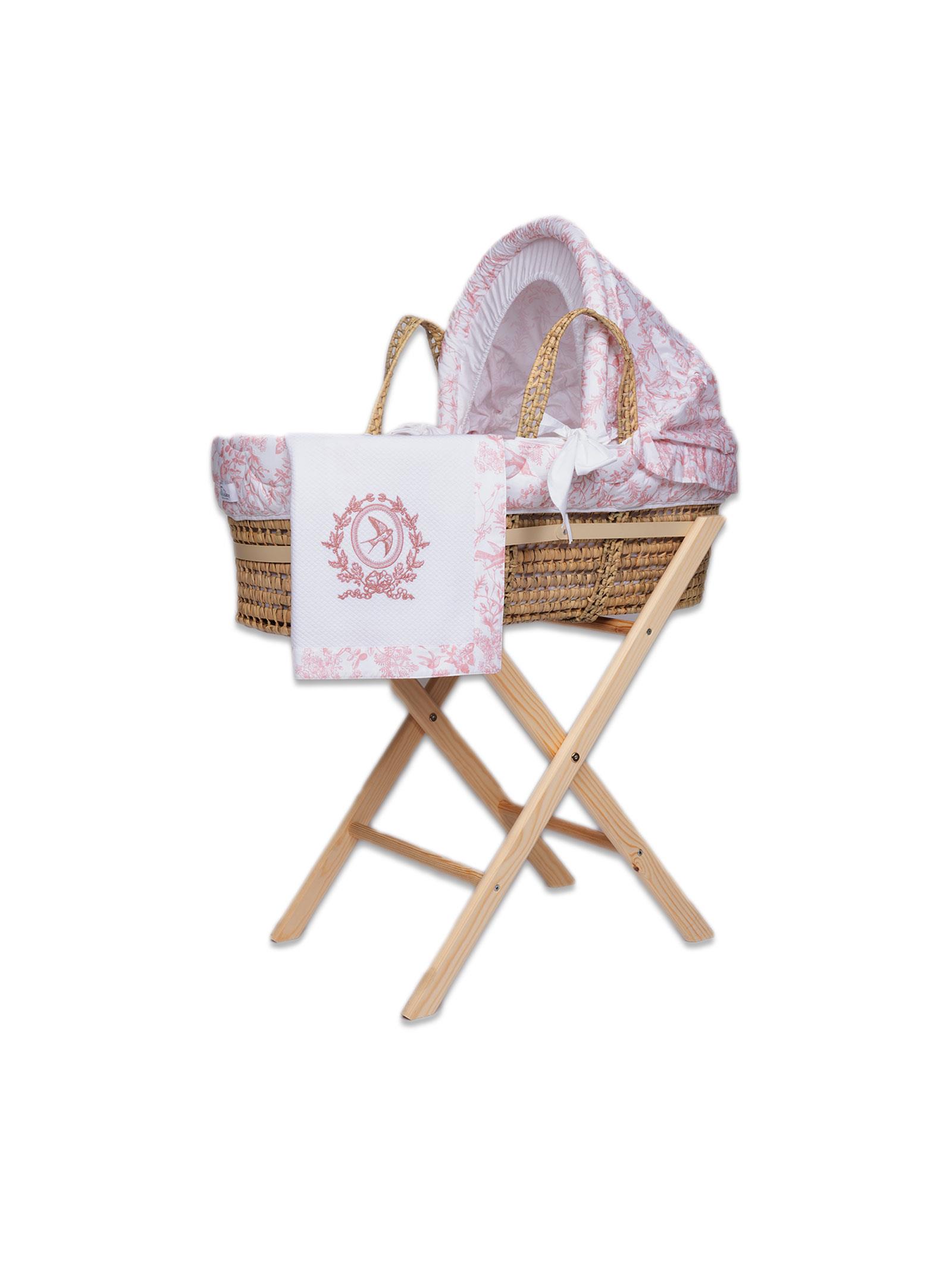 Hasır Sepet Seti - Düz Ayaklı - Hummingbird - Pembe - 85 Cm