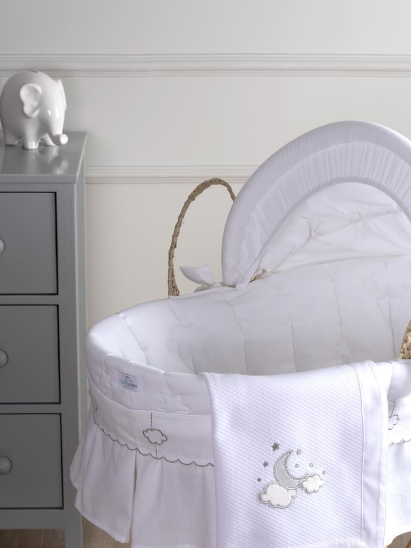 Hasır Sepet Seti - Sallanır Ayaklı - Luna Chic - Beyaz - 85 Cm