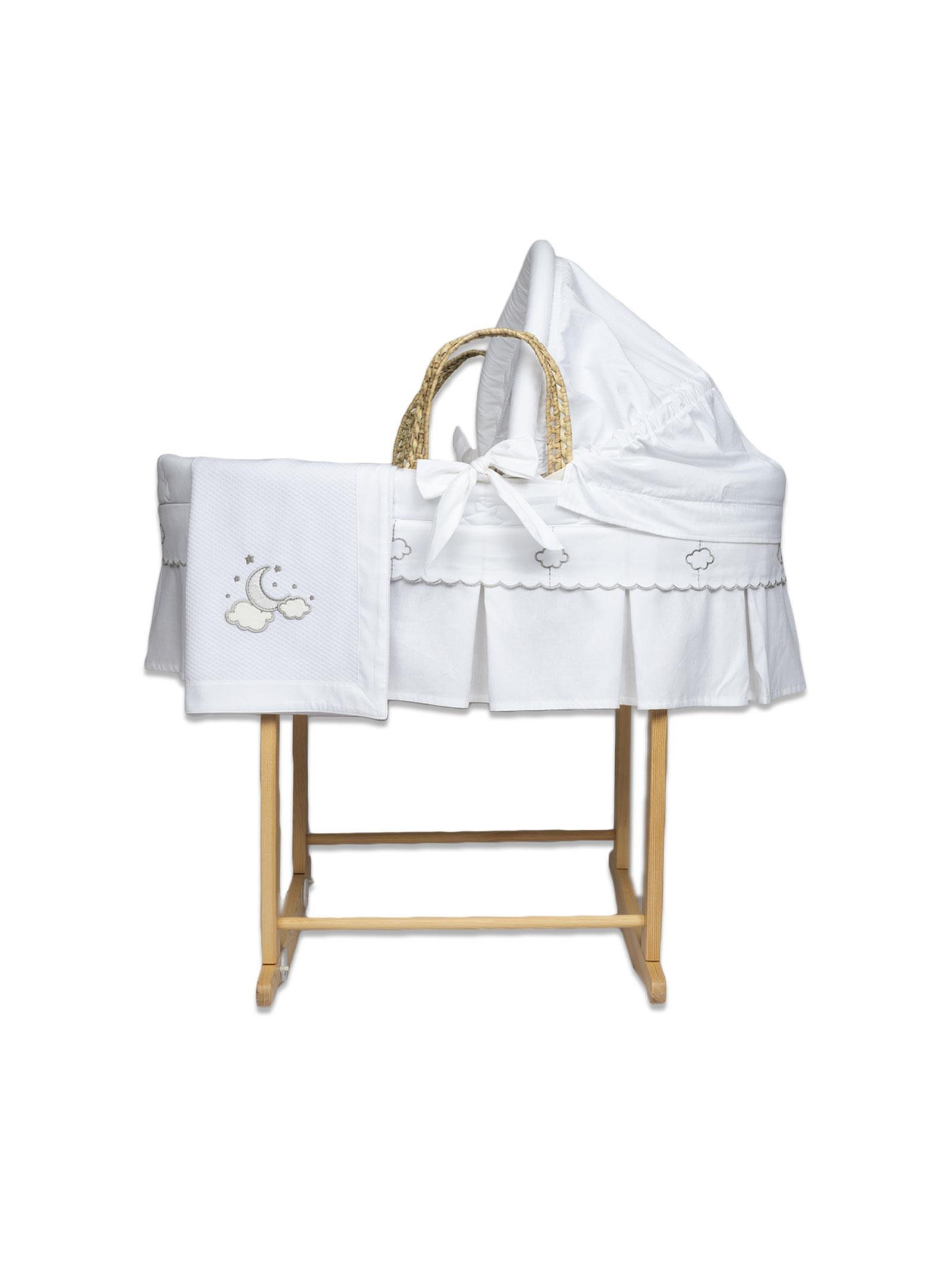 Hasır Sepet Seti - Sallanır Ayaklı - Luna Chic - Beyaz - 85 Cm