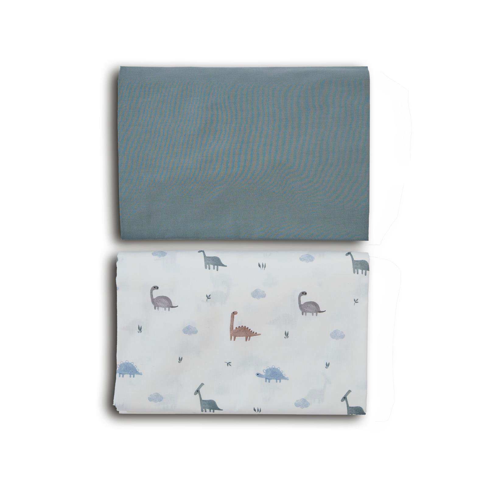 Lastikli Çarşaf Seti / 2 parça - Dinosaurus - Yeşil - 70 X 140 Cm