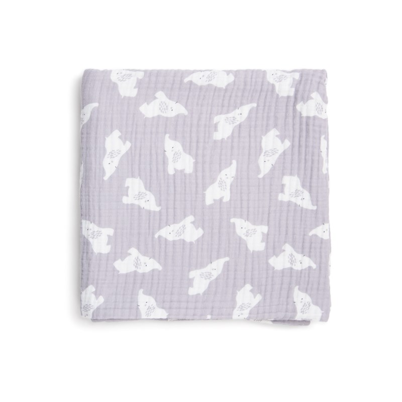 Muslin Battaniye - Elephant - Gri - 120 x 120 Cm