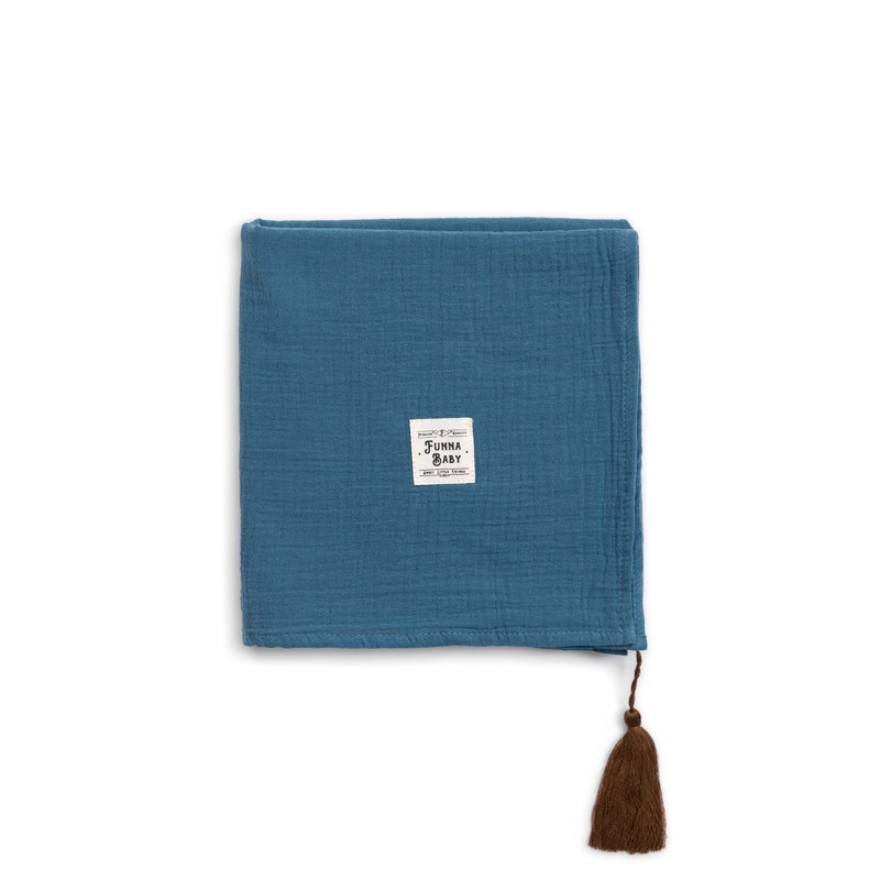 Muslin Battaniye - Province - Petrol - 80 x 80 Cm