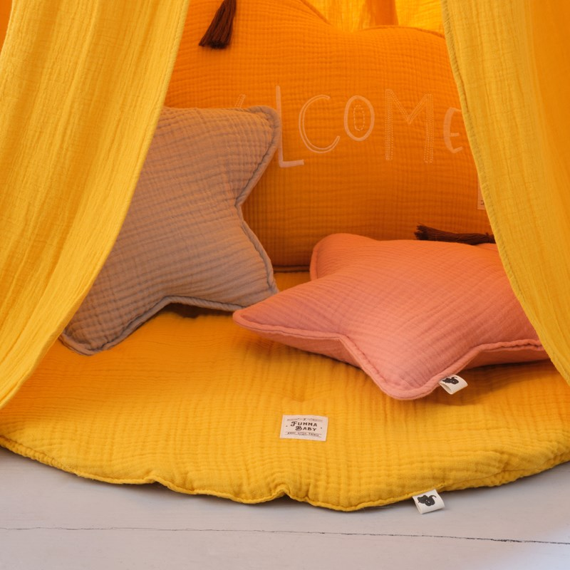 Muslin Oyun Minderi - Marigold - Hardal - 110 x 110 Cm