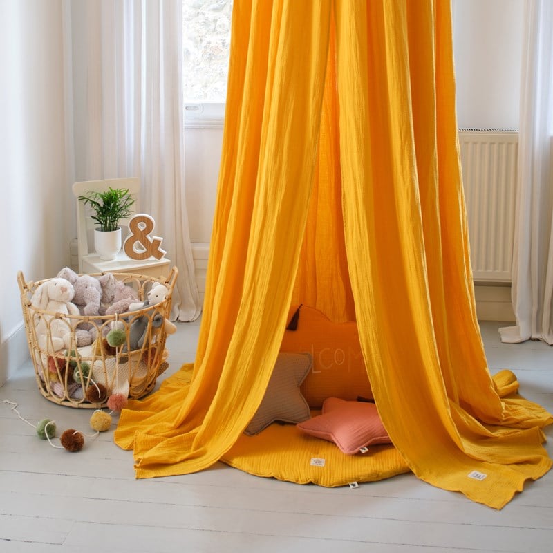 Muslin Oyun Minderi - Marigold - Hardal - 110 x 110 Cm