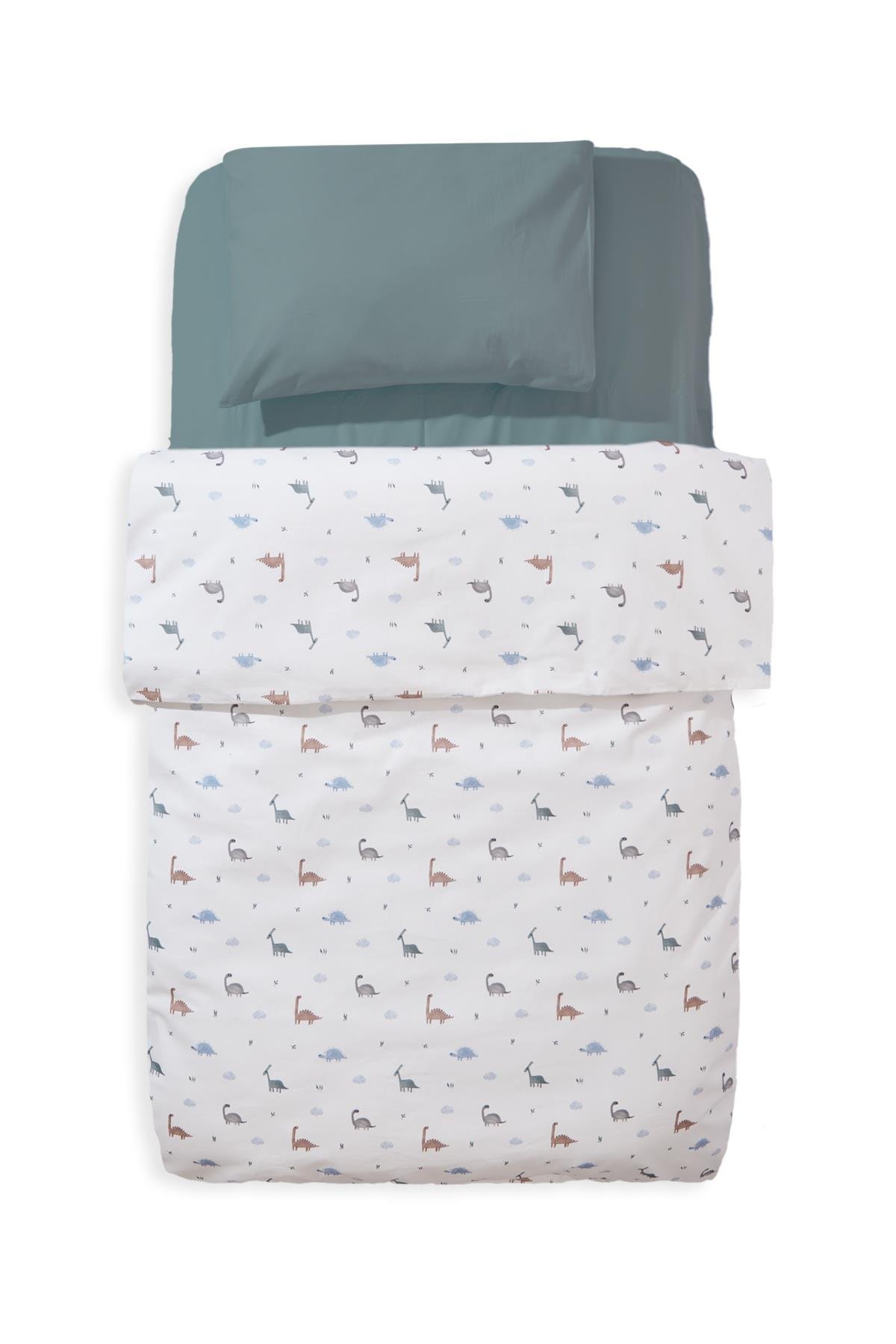 Nevresim Takımı (2 parça) - Dinosaurus - Yeşil - 100 X 150 Cm