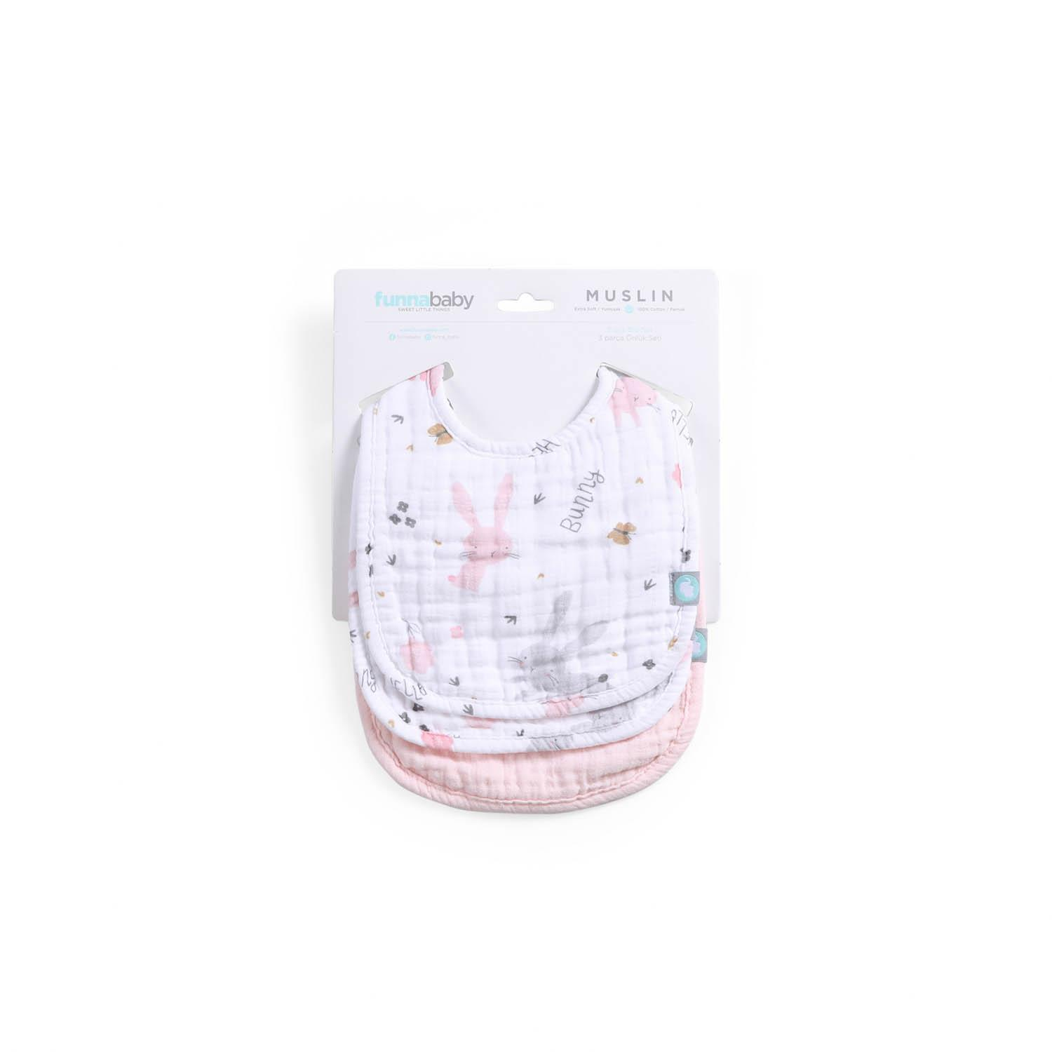 Önlük Seti / 3 parça - Rabbit - Pembe - 0-1 Yaş