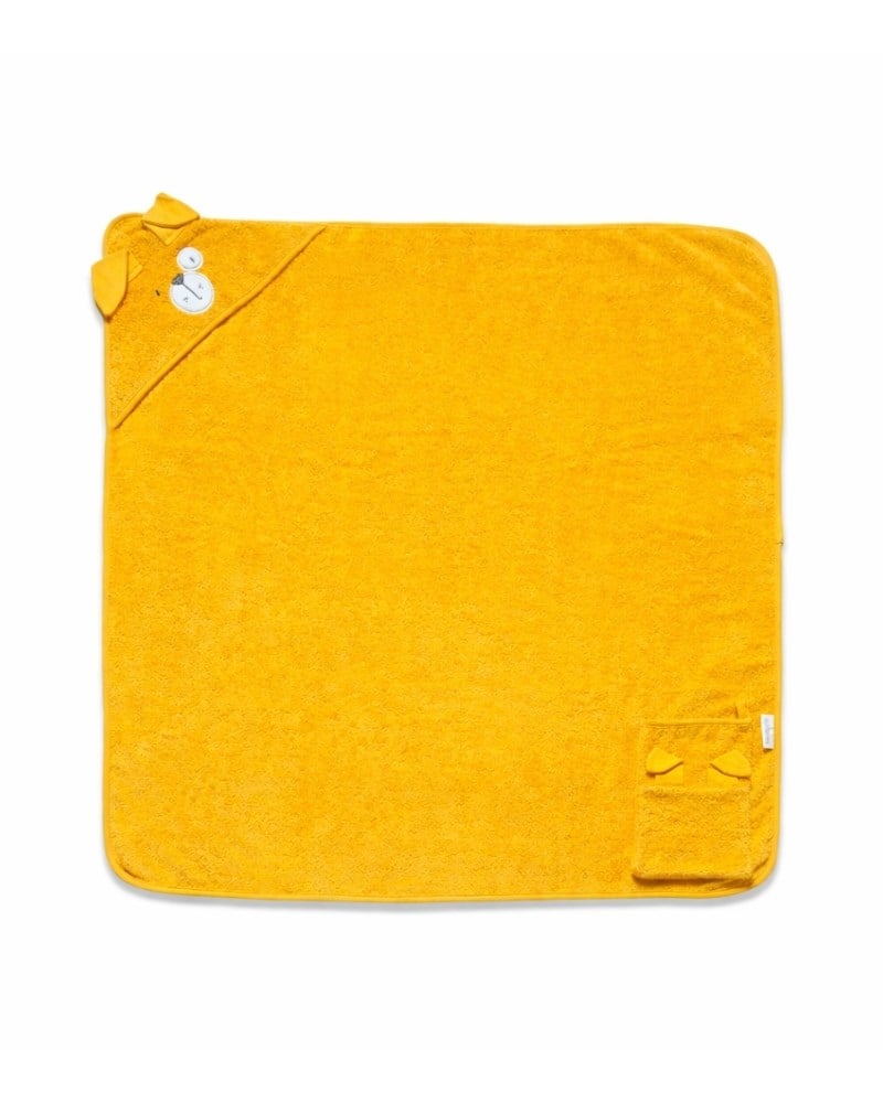 Üçgen Başlıklı Bebek Havlu Seti Bath Time Sarı 90 x 90 cm