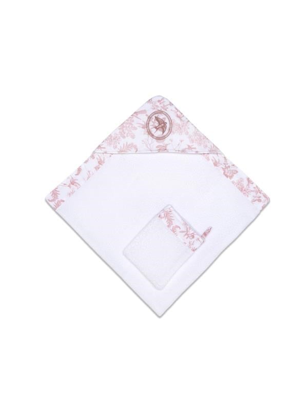 Üçgen Başlıklı Bebek Havlu Seti Hummingbird Pembe 90 x 90 cm