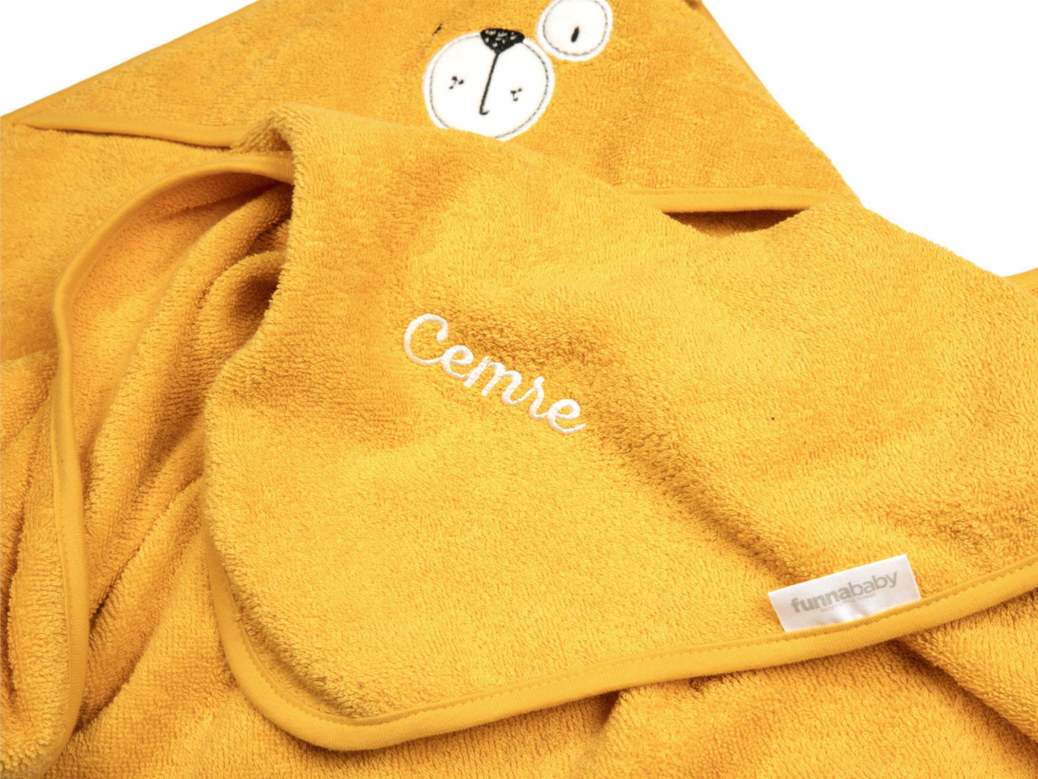 Üçgen Başlıklı Havlu + Kese - Bath Time - Sarı - 90 X 90 Cm