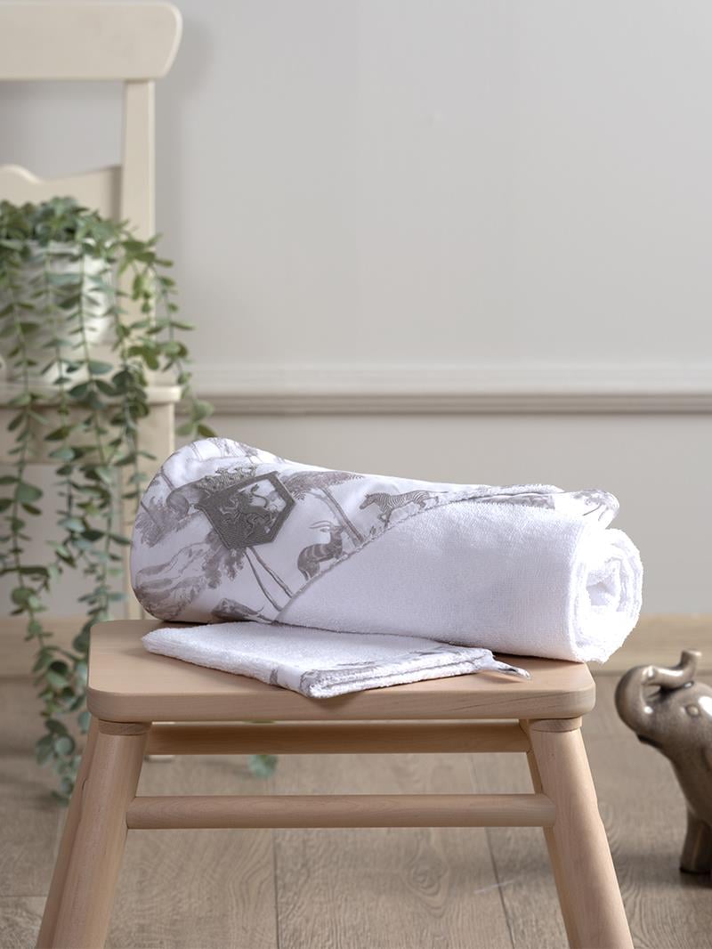 Üçgen Başlıklı Havlu + Kese - Safari - Gri - 90 X 90 Cm